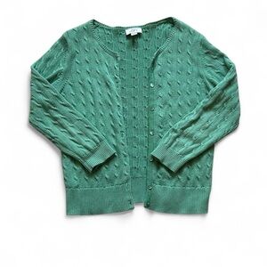 LOFT Teal Cable Knit Cardigan